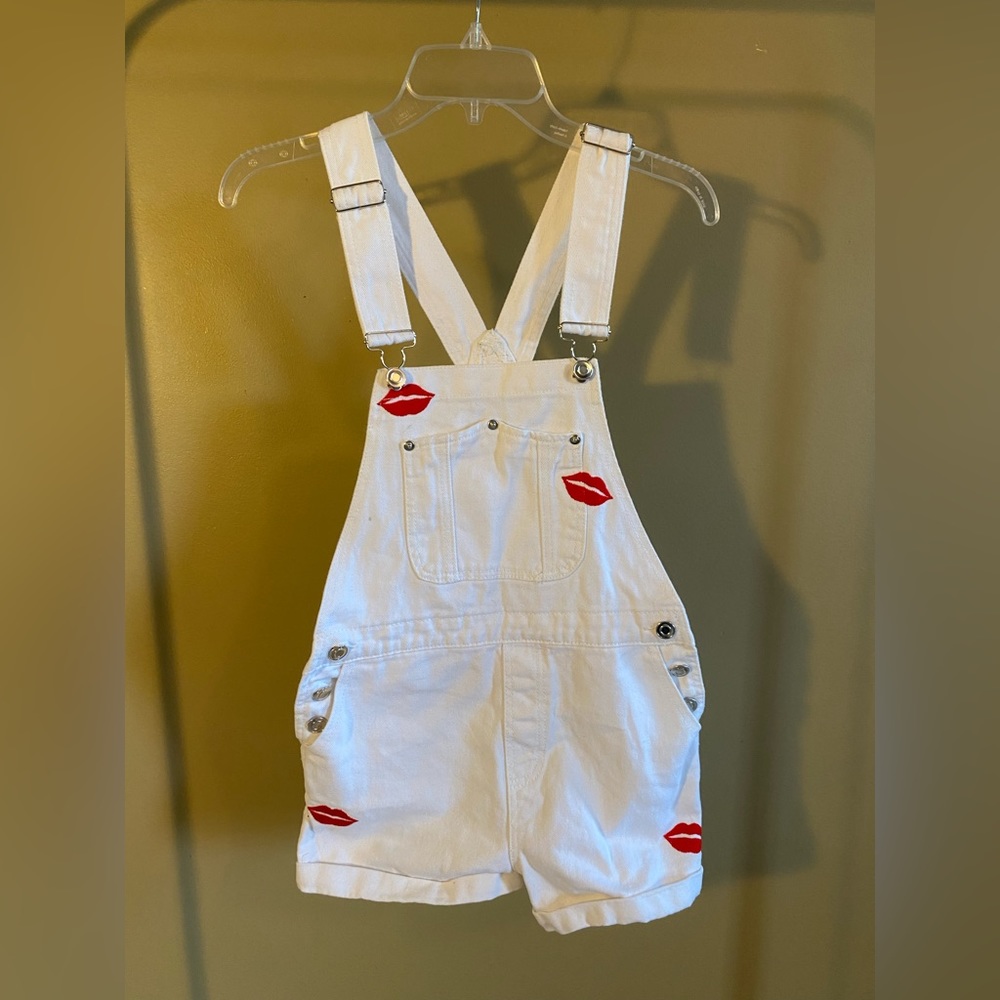 Lips denim overalls